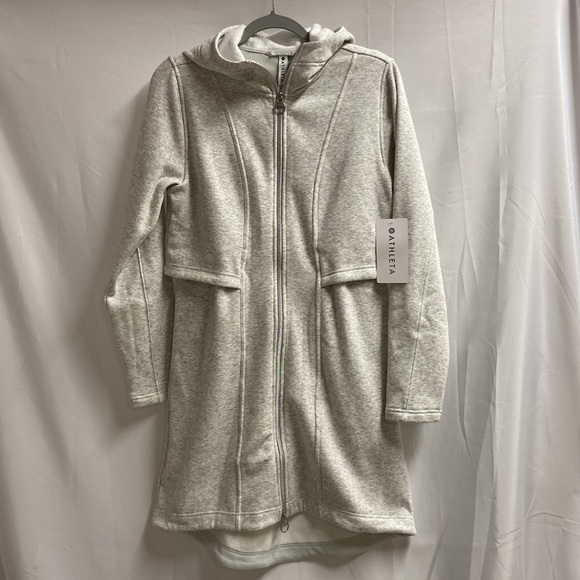 Athleta Cozy Karma Jacket Full Zip Hooded Light Heather Gray Size XS NWT - Picture 3 of 6
